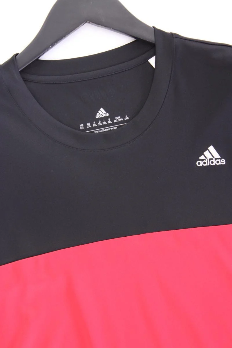 Adidas Sportshirt für Herren Gr. XXL Kurzarm rot aus Polyester