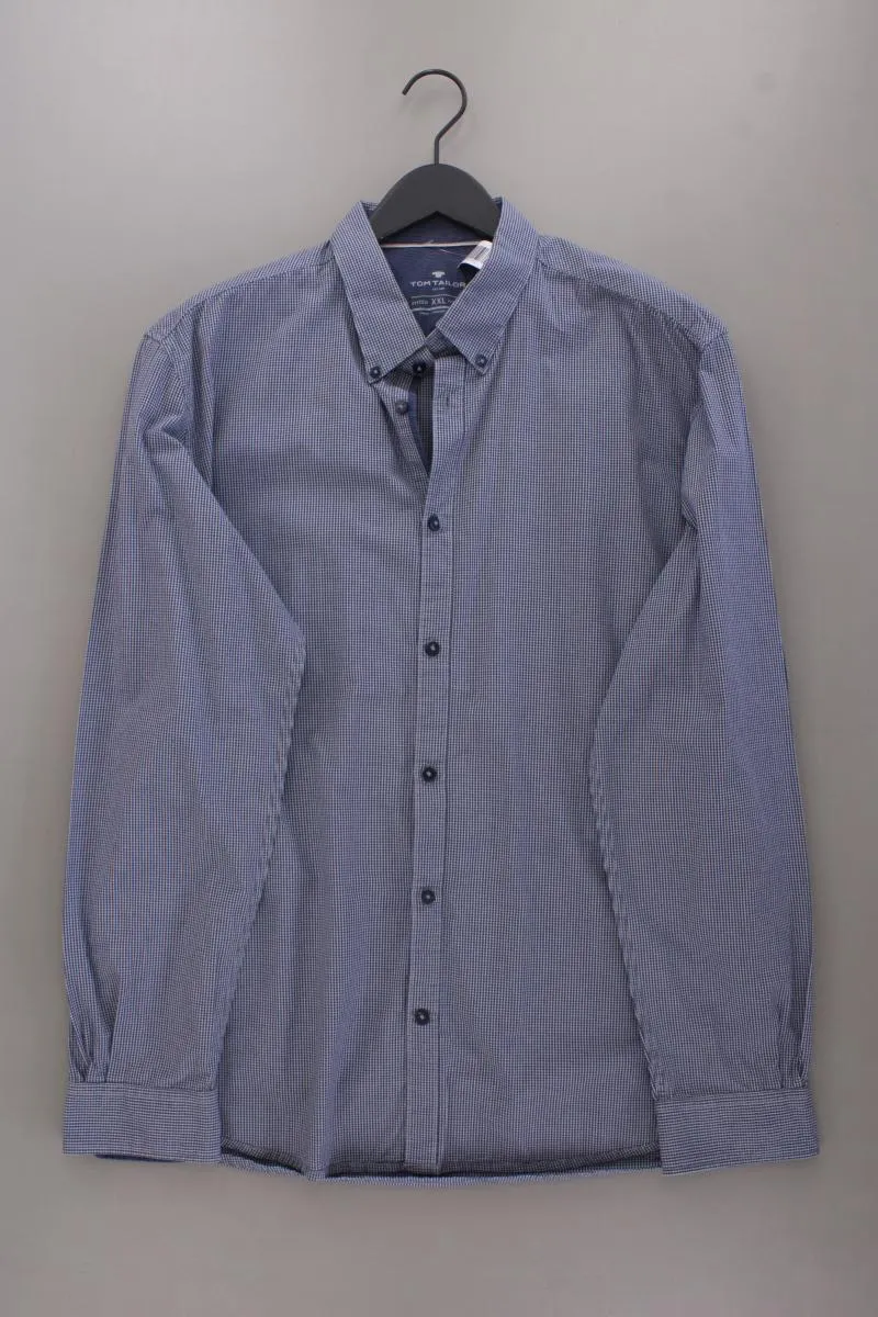 Tom Tailor Karohemd für Herren Gr. XXL kariert Langarm blau aus Baumwolle