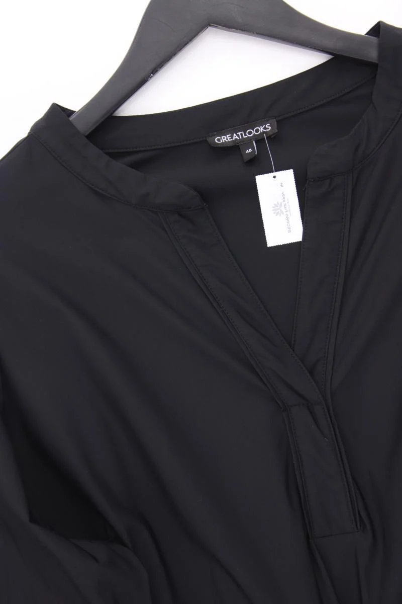 Greatlooks Kleid Gr. 48 Langarm schwarz aus Polyamid