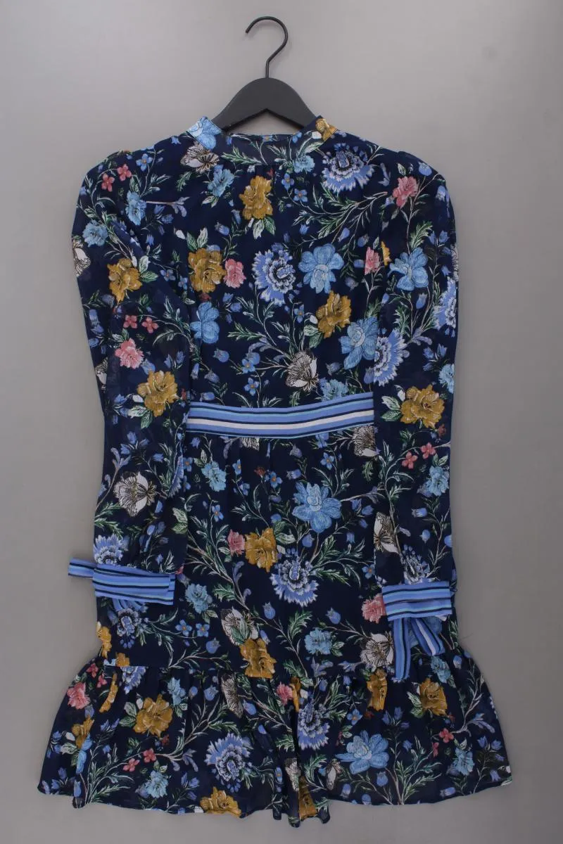 Orsay Chiffonkleid Gr. 36 mit Blumenmuster Langarm blau aus Polyester