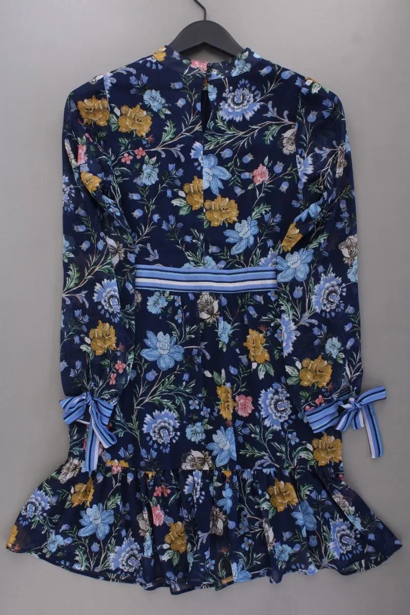 Orsay Chiffonkleid Gr. 36 mit Blumenmuster Langarm blau aus Polyester