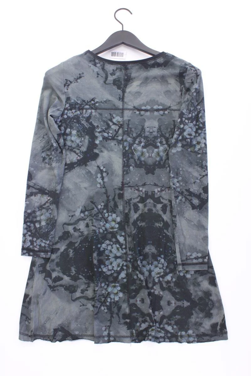 Simclan Kurzes Kleid Gr. 36 mit Blumenmuster Langarm grau aus Viskose