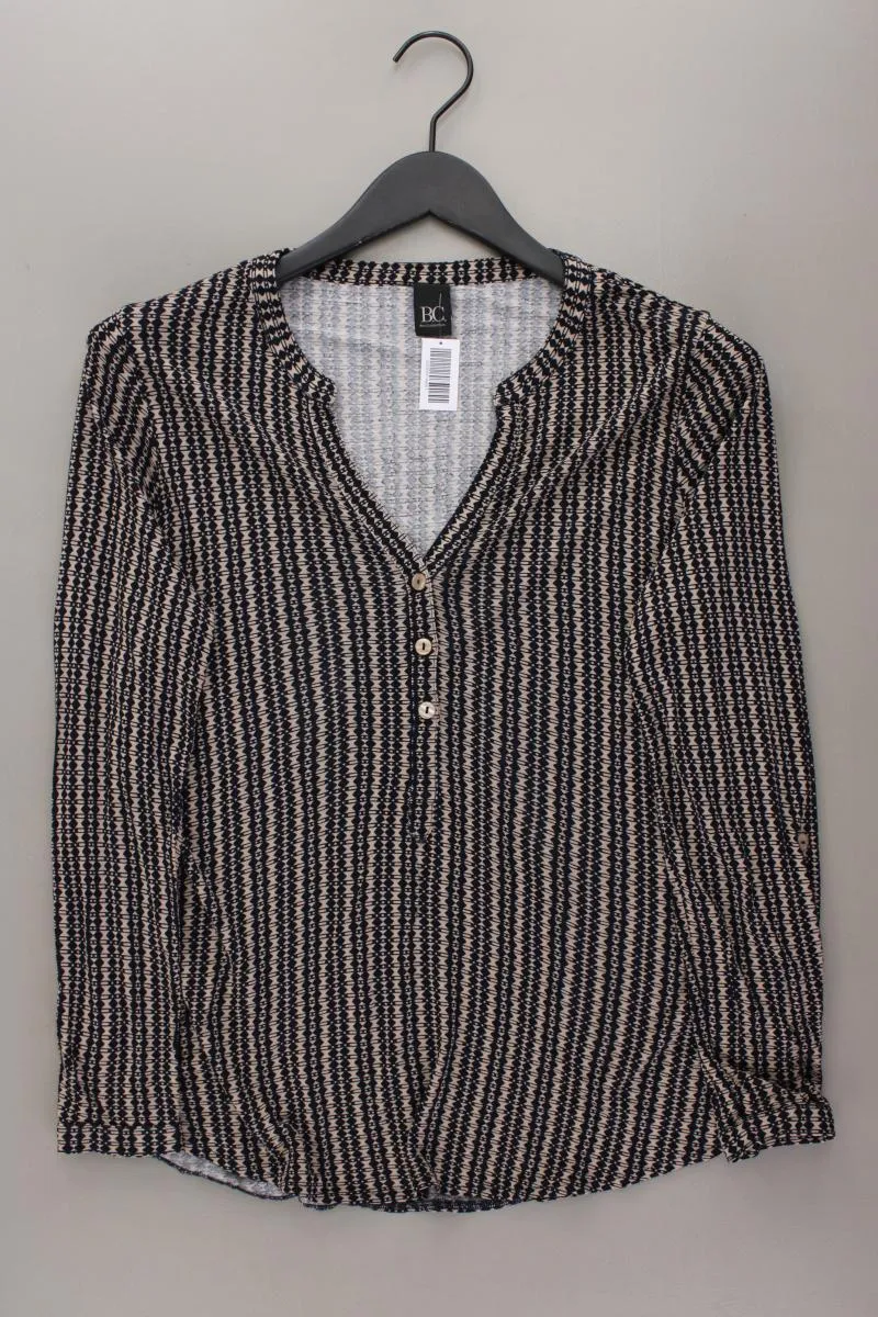 Best Connections Shirt mit V-Ausschnitt Gr. 38 geometrisches Muster Langarm blau