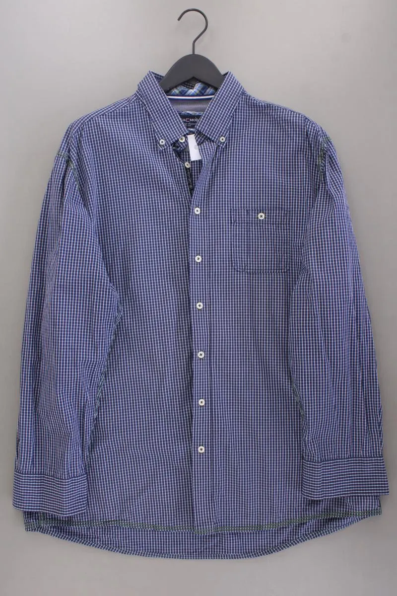 Casa Moda Langarmhemd für Herren Gr. Hemdgröße 45/46 geometrisches Muster blau