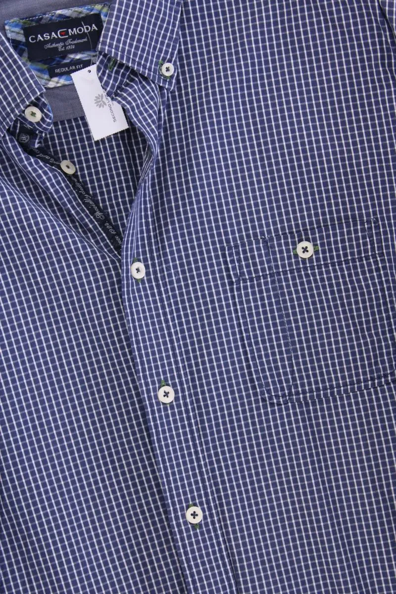 Casa Moda Langarmhemd für Herren Gr. Hemdgröße 45/46 geometrisches Muster blau
