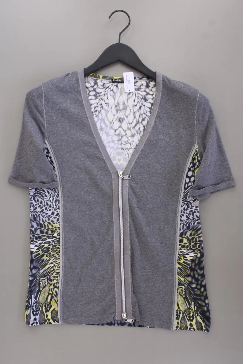 Hauber Shirt mit V-Ausschnitt Gr. 42 neuwertig Kurzarm grau aus Baumwolle