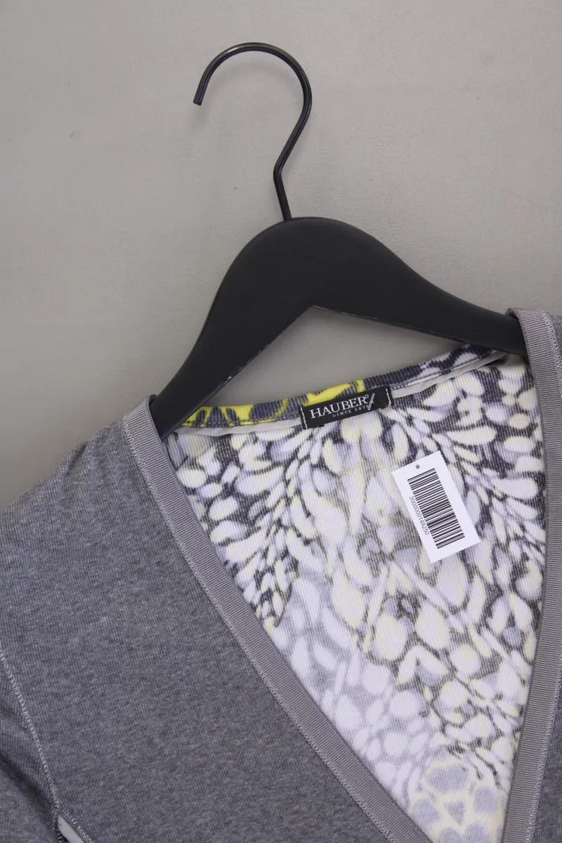 Hauber Shirt mit V-Ausschnitt Gr. 42 neuwertig Kurzarm grau aus Baumwolle