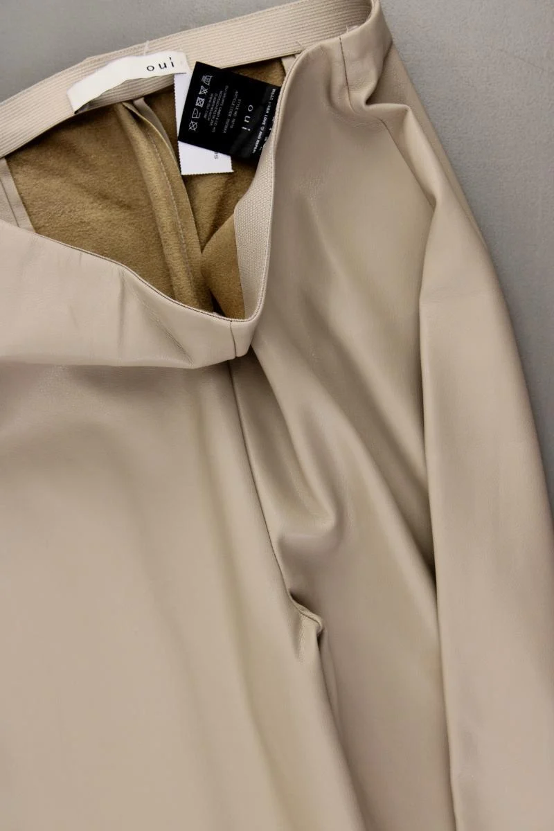 Oui Kunstlederleggings Gr. 34 neuwertig creme aus Polyester