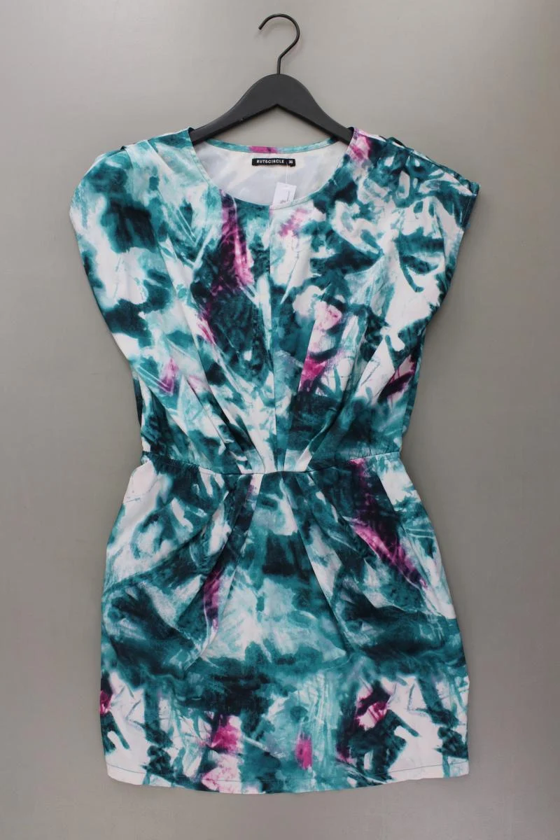 Rut&Circle Kurzarmkleid Gr. 36 mit Batikmuster blau aus Polyester