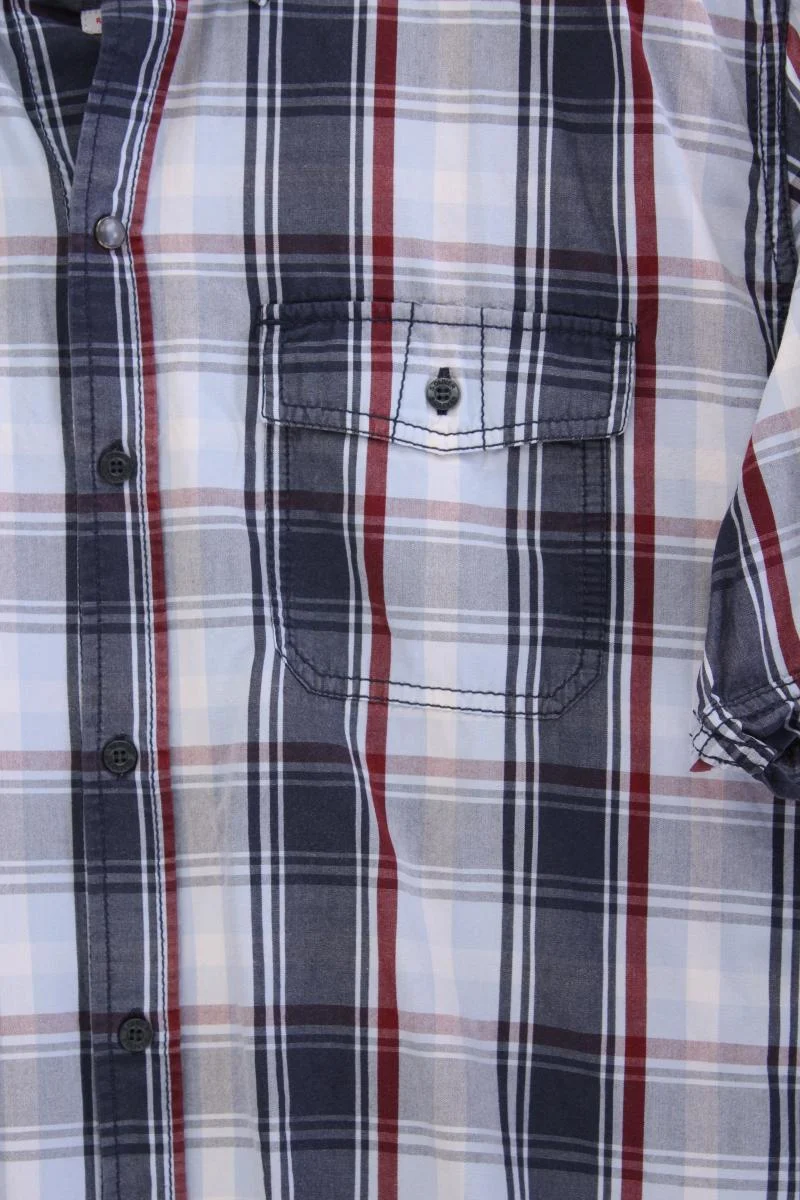 s.Oliver Karohemd für Herren Gr. XXL kariert Kurzarm blau aus Baumwolle