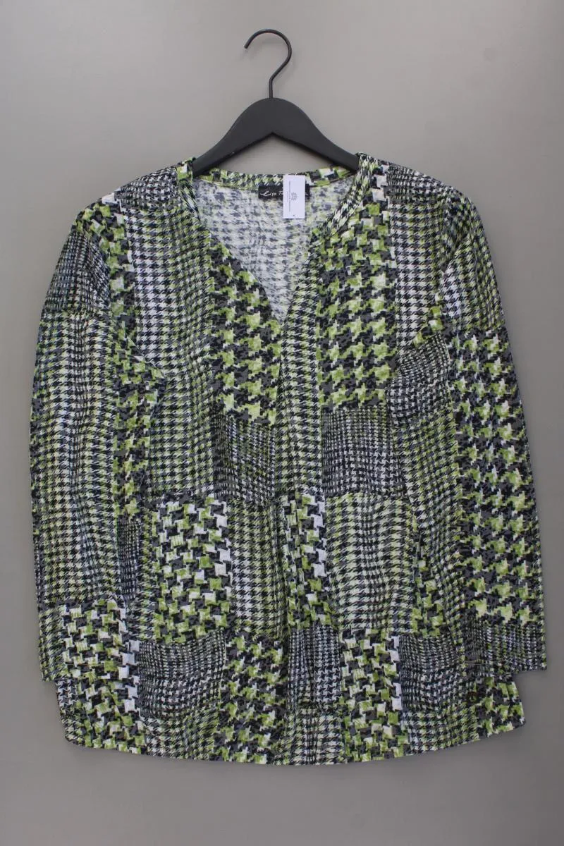 Lisa Tossa Printshirt Gr. XL geometrisches Muster Langarm grün aus Polyester