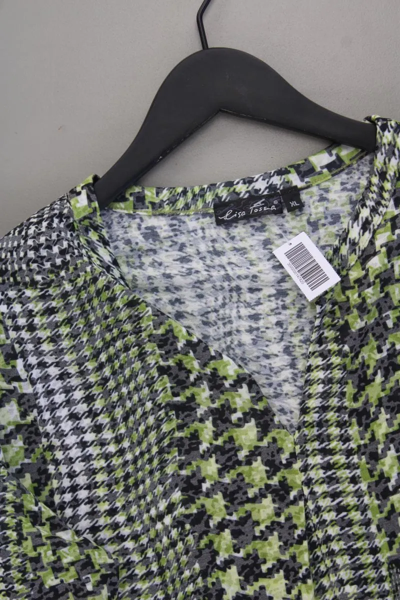 Lisa Tossa Printshirt Gr. XL geometrisches Muster Langarm grün aus Polyester