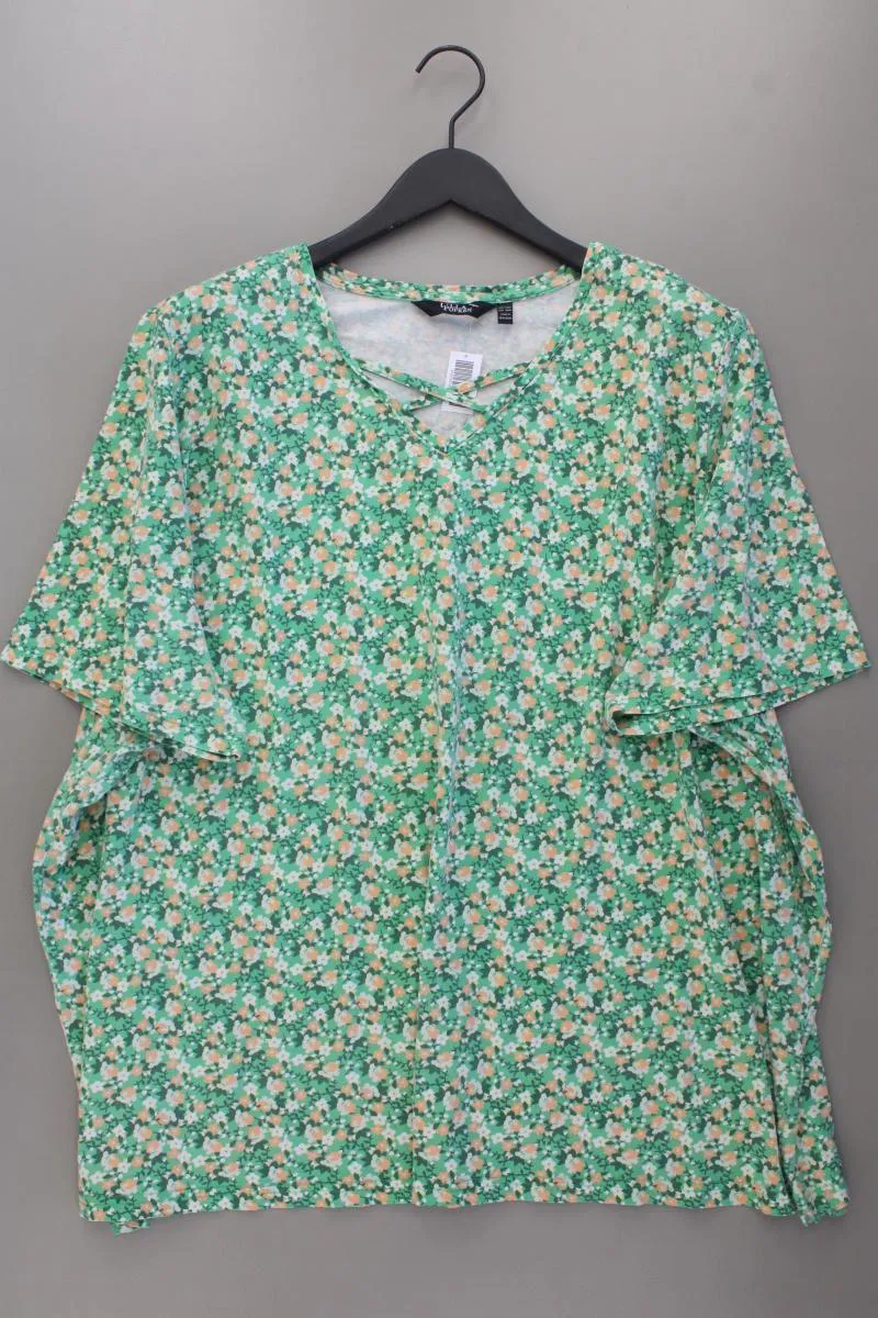 Ulla Popken Printshirt Gr. 58/60 mit Blumenmuster Kurzarm grün aus Baumwolle