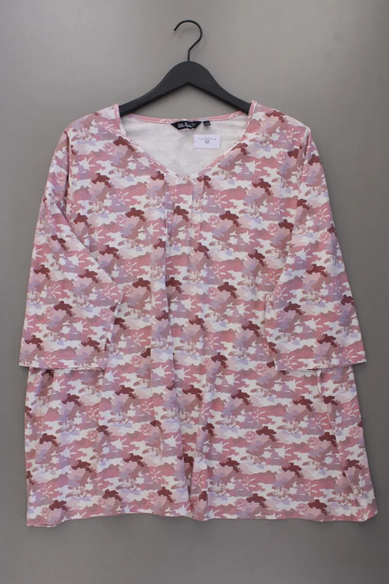 Ulla Popken Printshirt Gr. 58/60 mit Blumenmuster 3/4 Ärmel rosa aus Baumwolle
