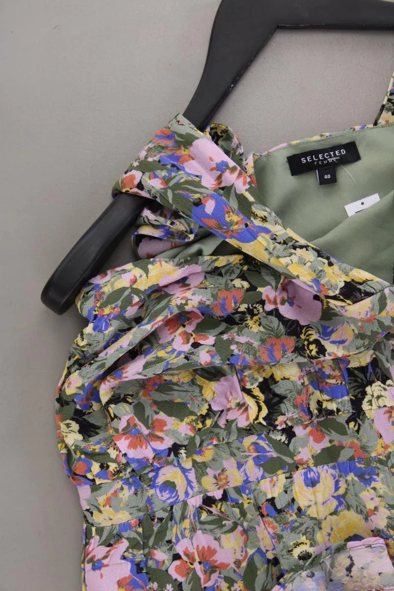 Selected Femme Midikleid Gr. 40 mit Blumenmuster Träger mehrfarbig aus Viskose