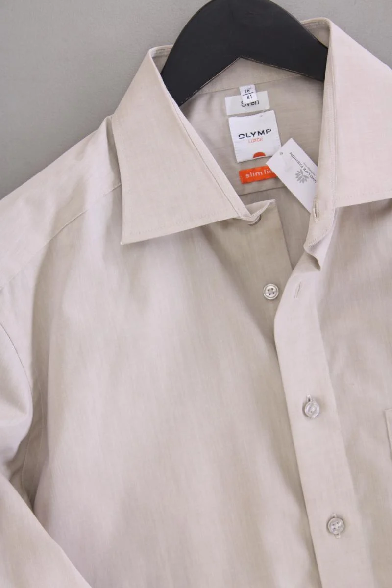 Olymp Langarmhemd für Herren Gr. Hemdgröße 41 creme aus Baumwolle