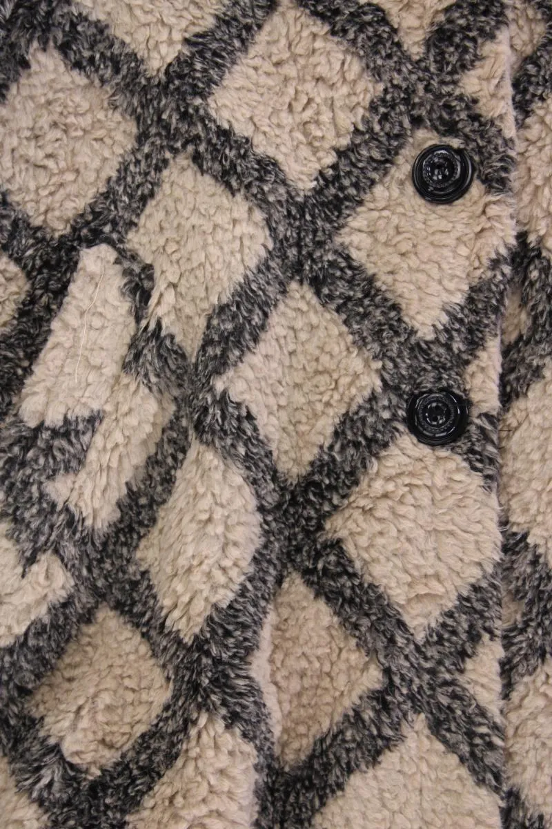 Cape mit Wolle Gr. OneSize kariert creme