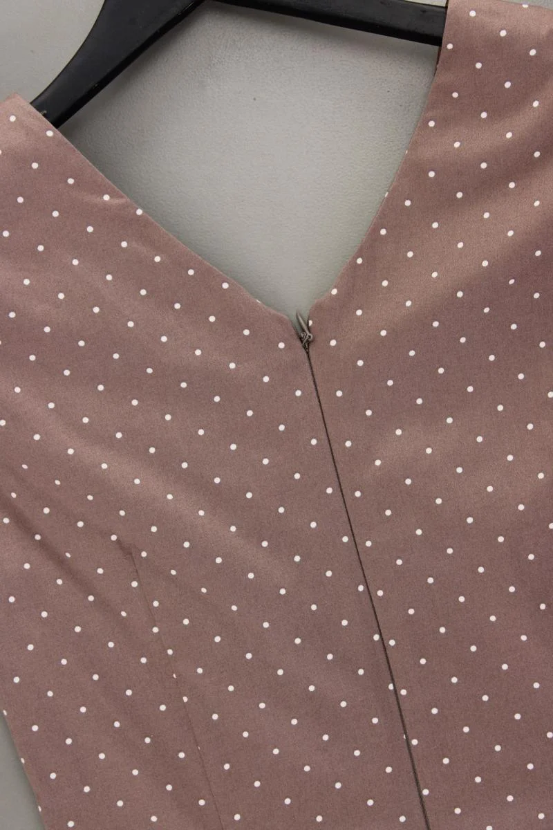 comma, Bleistiftkleid Gr. 36 gepunktet Kurzarm braun aus Baumwolle