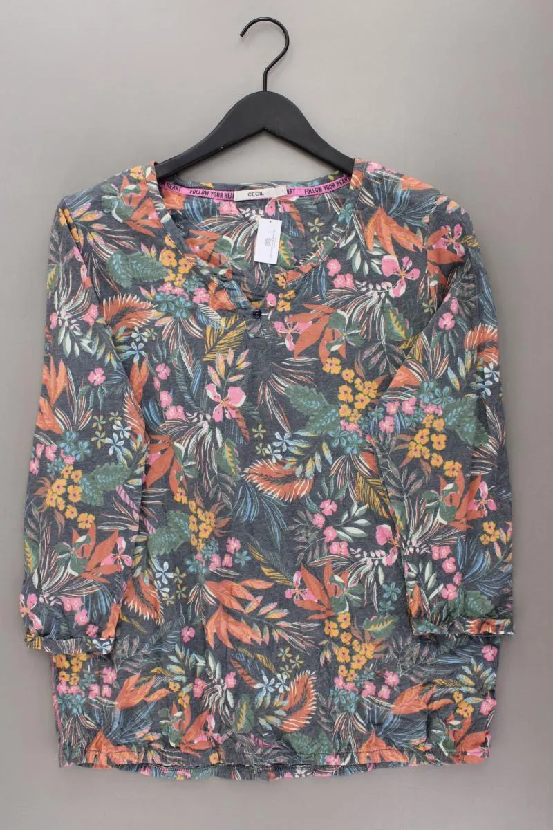 Cecil Printshirt Gr. L mit Blumenmuster 3/4 Ärmel mehrfarbig aus Polyester