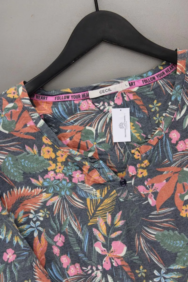 Cecil Printshirt Gr. L mit Blumenmuster 3/4 Ärmel mehrfarbig aus Polyester
