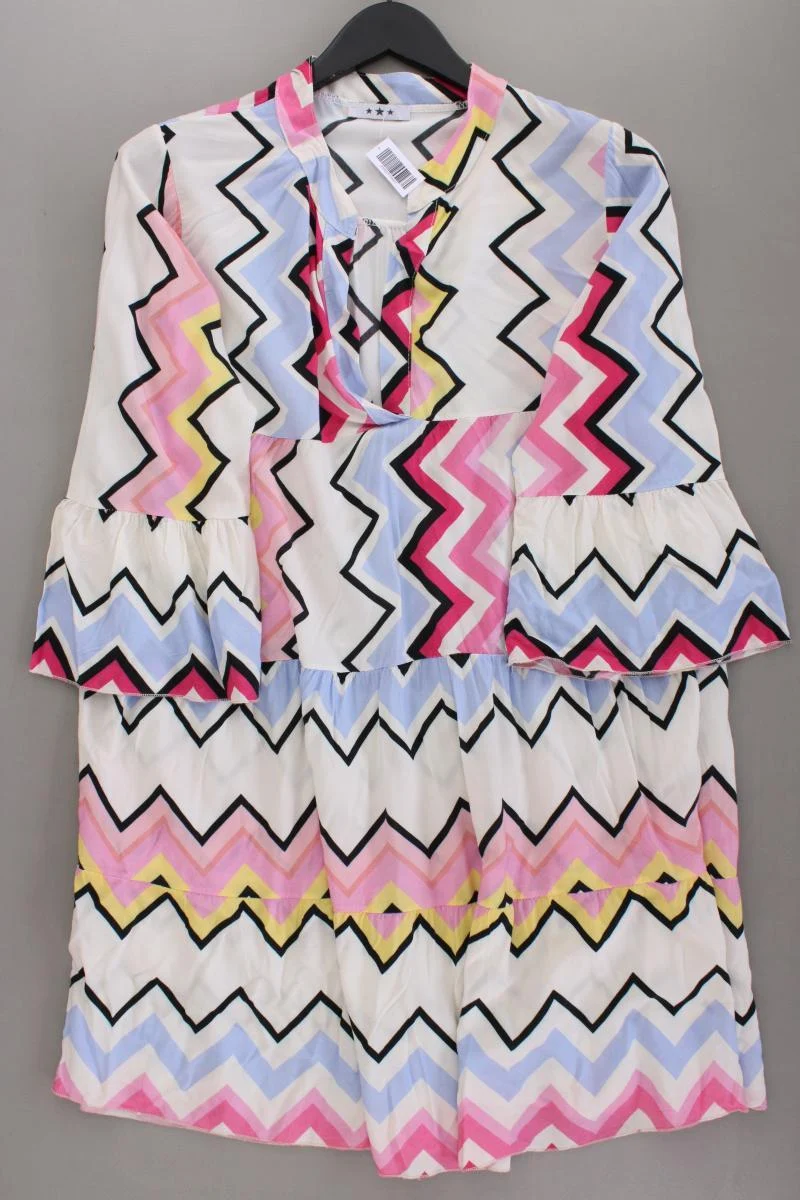 Midikleid Gr. OneSize geometrisches Muster 3/4 Ärmel mehrfarbig aus Viskose