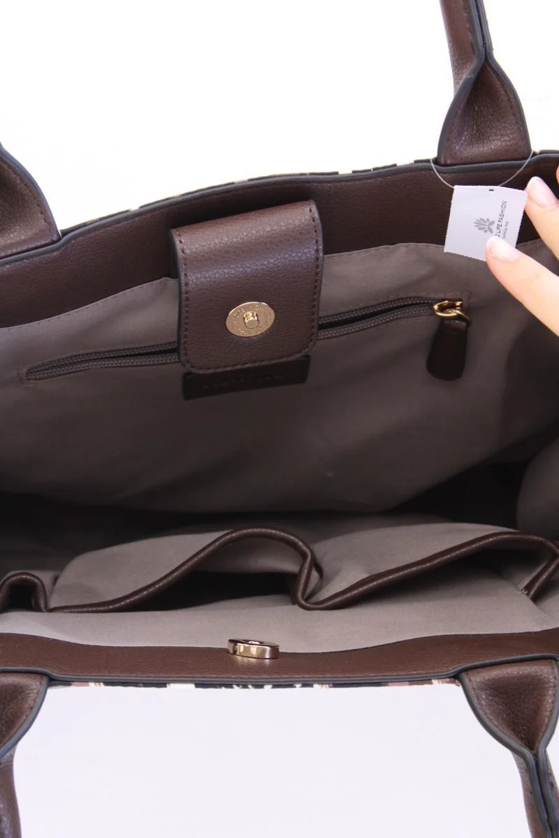 Pfeffinger Henkeltasche mit Tierdruck neuwertig braun