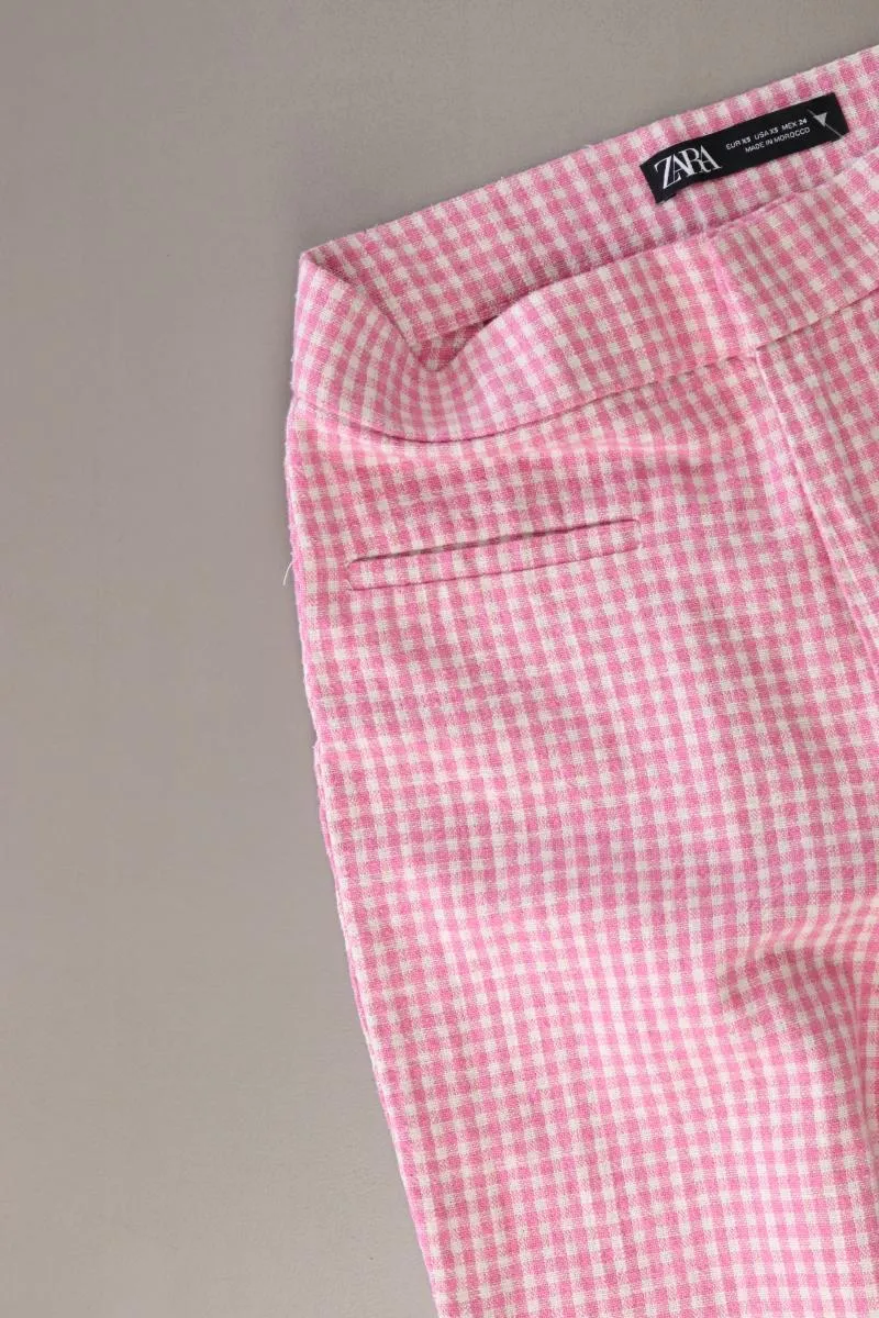 Zara Hose Gr. XS kariert rosa aus Baumwolle