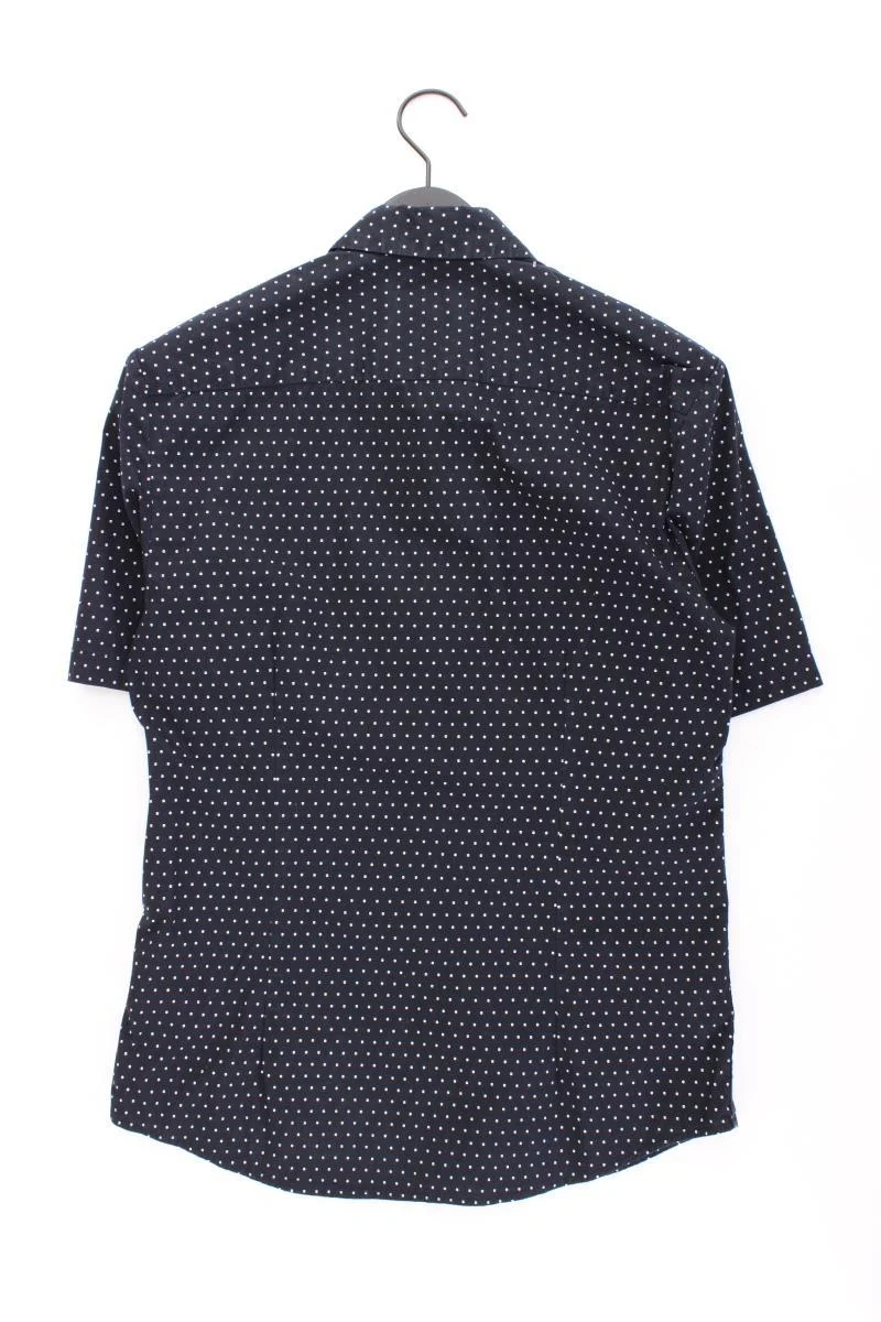 New Look Kurzarmhemd für Herren Gr. M gepunktet blau aus Baumwolle
