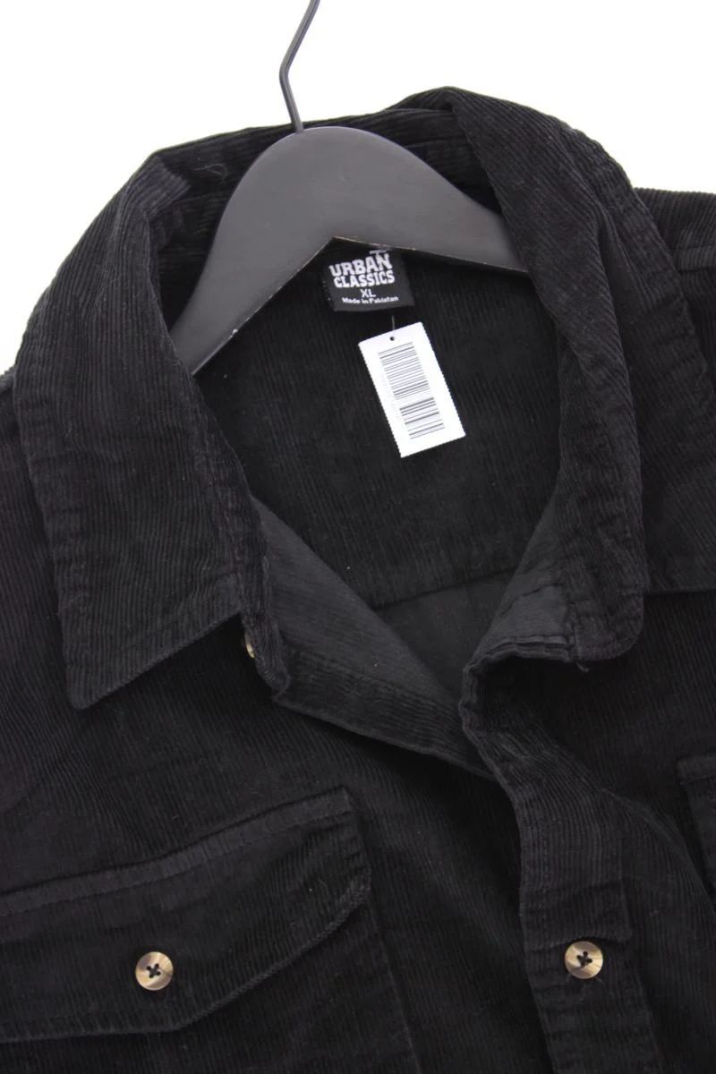 URBAN CLASSICS Hemdjacke für Herren Gr. XL schwarz aus Baumwolle