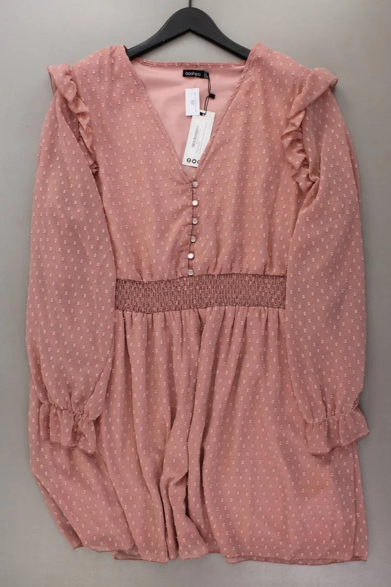 BOOHOO Langarmkleid Gr. 48 neu mit Etikett rosa aus Polyester