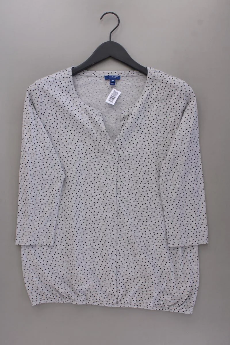 Tom Tailor Classic Shirt Gr. XL gepunktet 3/4 Ärmel grau aus Baumwolle