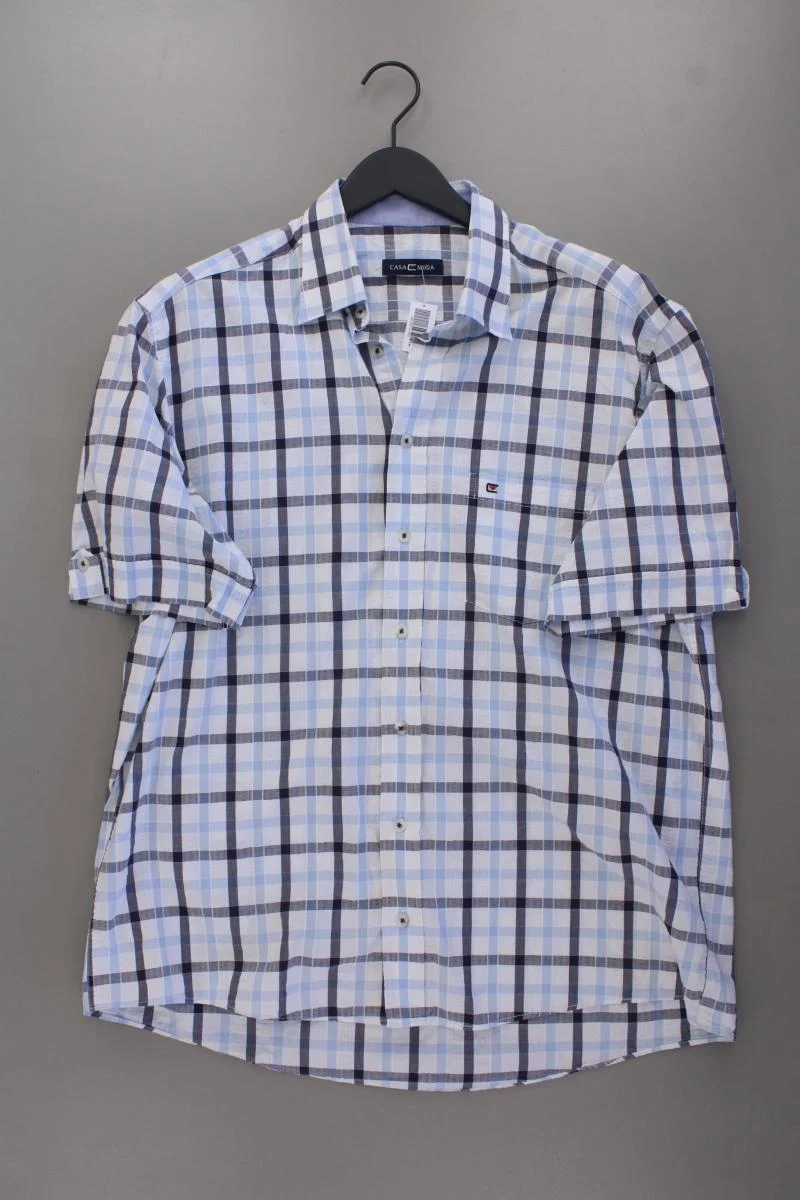 Casa Moda Kurzarmhemd für Herren Gr. XL geometrisches Muster blau aus Baumwolle
