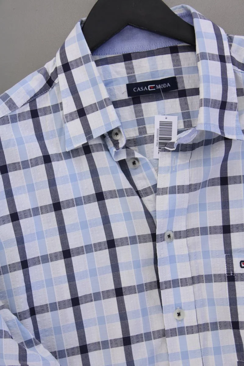Casa Moda Kurzarmhemd für Herren Gr. XL geometrisches Muster blau aus Baumwolle