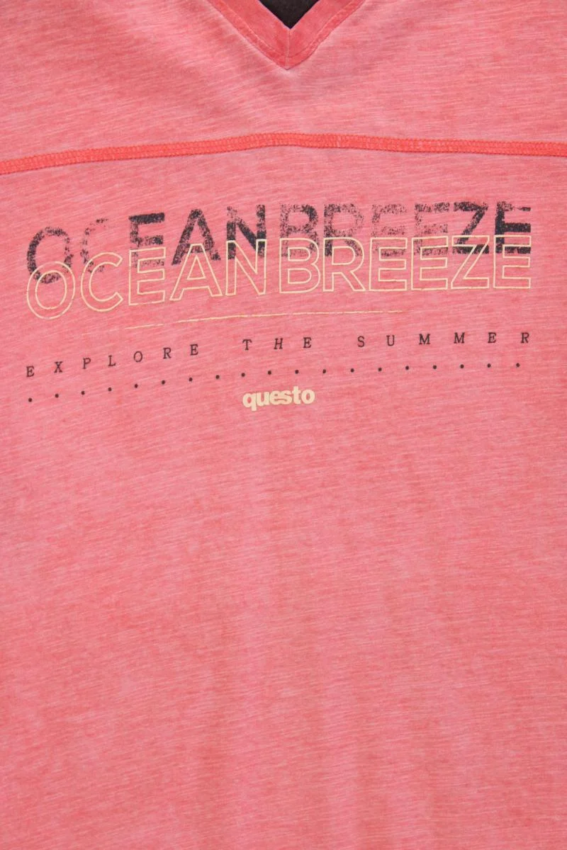 s'questo Printshirt für Herren Gr. XL Kurzarm rosa aus Baumwolle