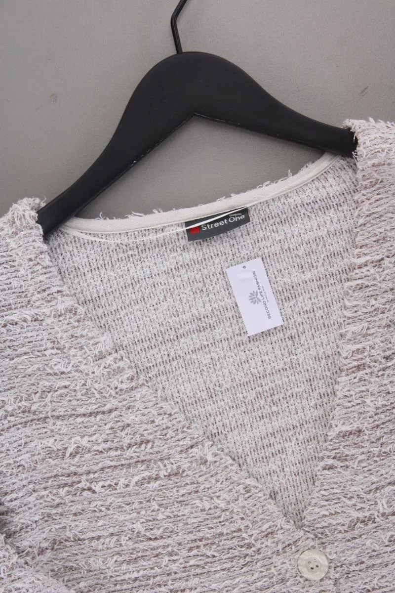 Street One Strickjacke Gr. 42 Langarm creme aus Baumwolle
