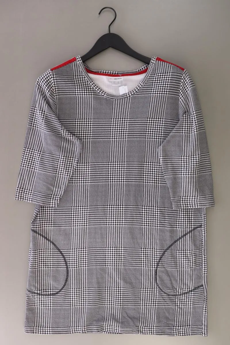 mia moda Kleid Gr. 42 hahnentritt 3/4 Ärmel grau aus Baumwolle