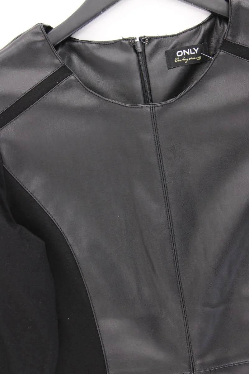 Only Kunstlederkleid Gr. L Langarm schwarz aus Polyester