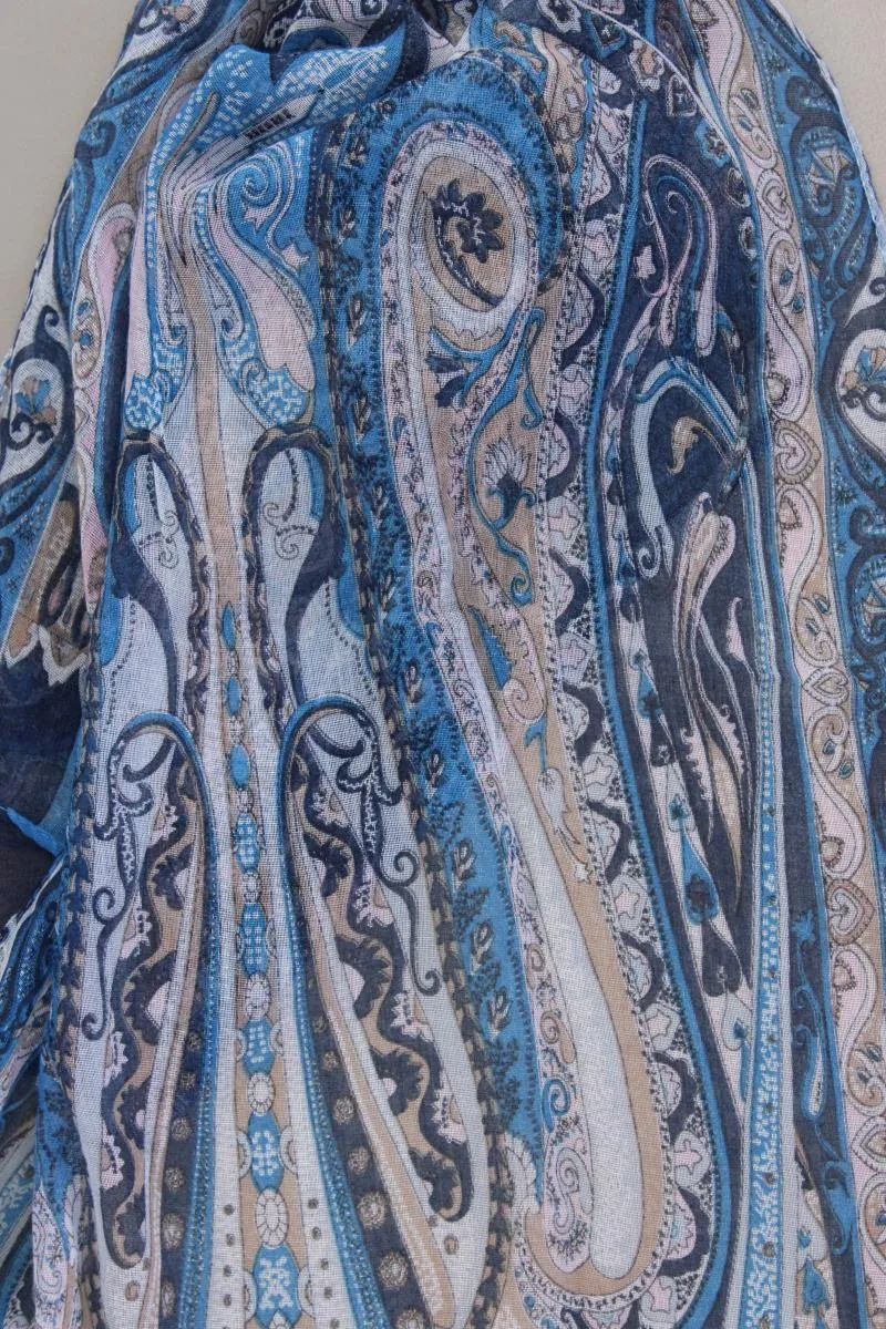 Tuch mit Paisleymuster blau aus Polyester