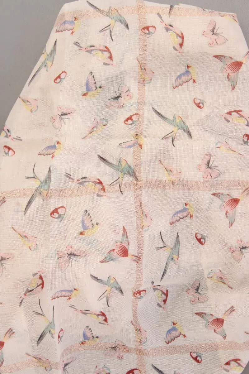 Tuch mit Vogelmuster mit Tierdruck creme aus Polyester