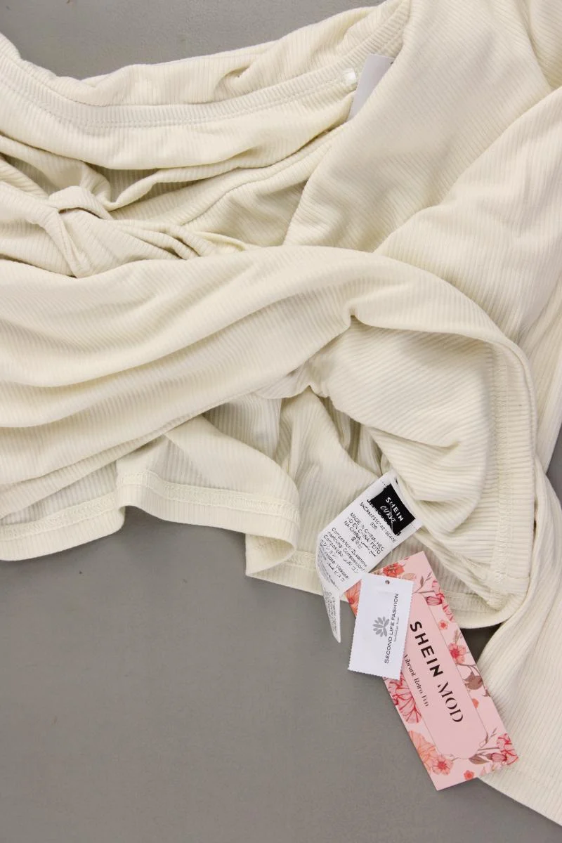 Shein Crop Shirt Gr. XL neu mit Etikett 3/4 Ärmel mit Carmen-Ausschnitt creme