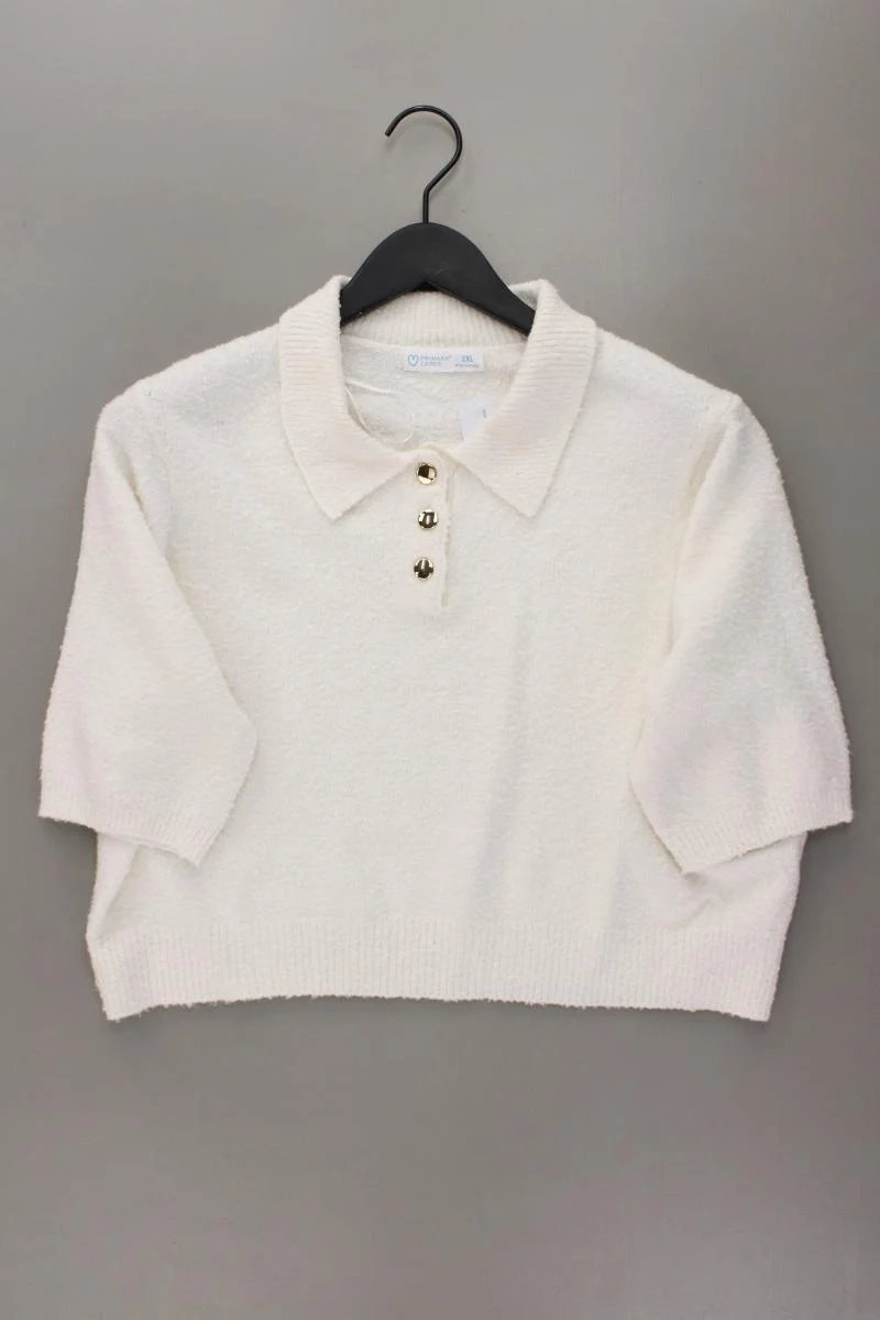 Primark Crop Strickshirt Gr. XXL Kurzarm creme aus Polyester