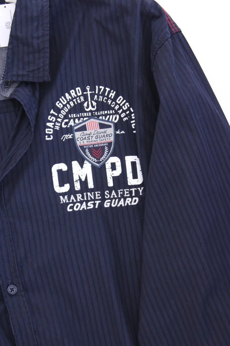 Camp David Langarmhemd für Herren Gr. XXXL gestreift blau aus Baumwolle