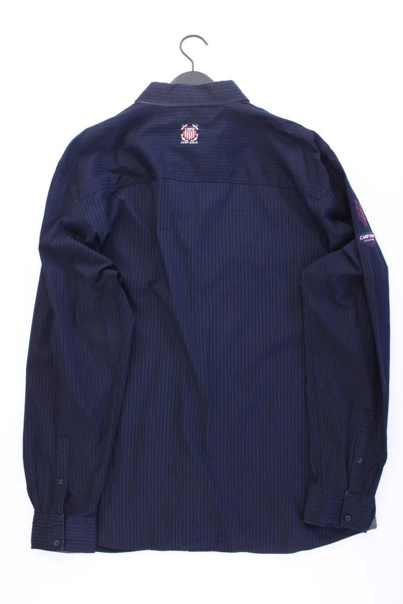 Camp David Langarmhemd für Herren Gr. XXXL gestreift blau aus Baumwolle
