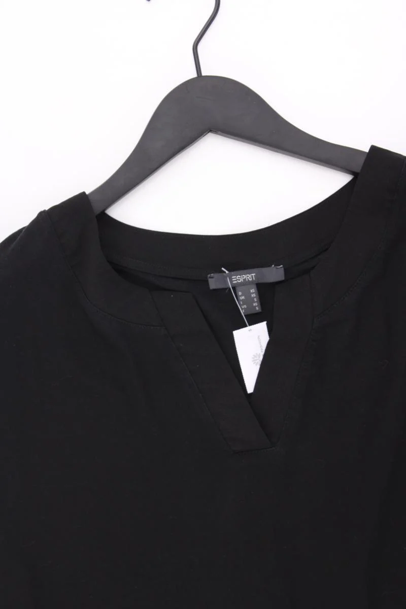 Esprit Shirt mit V-Ausschnitt Gr. XS Kurzarm schwarz aus Lyocell