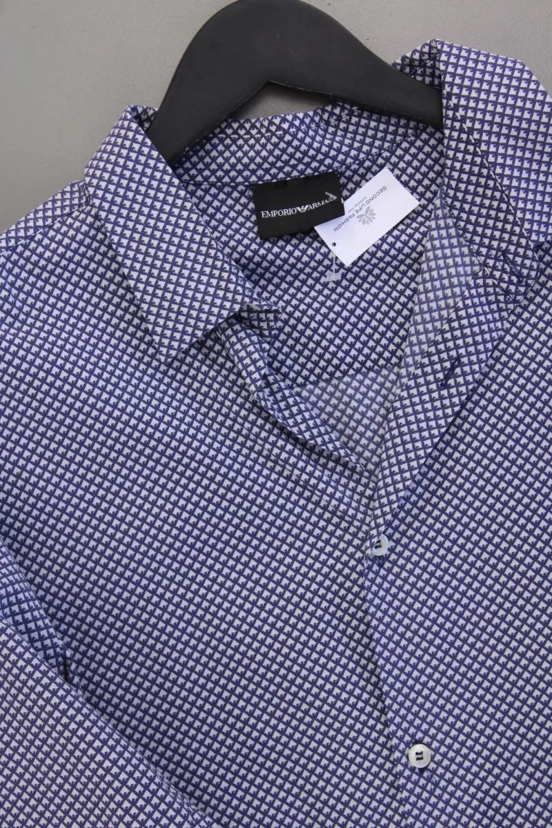 Emporio Armani Langarmhemd für Herren Gr. XL geometrisches Muster blau
