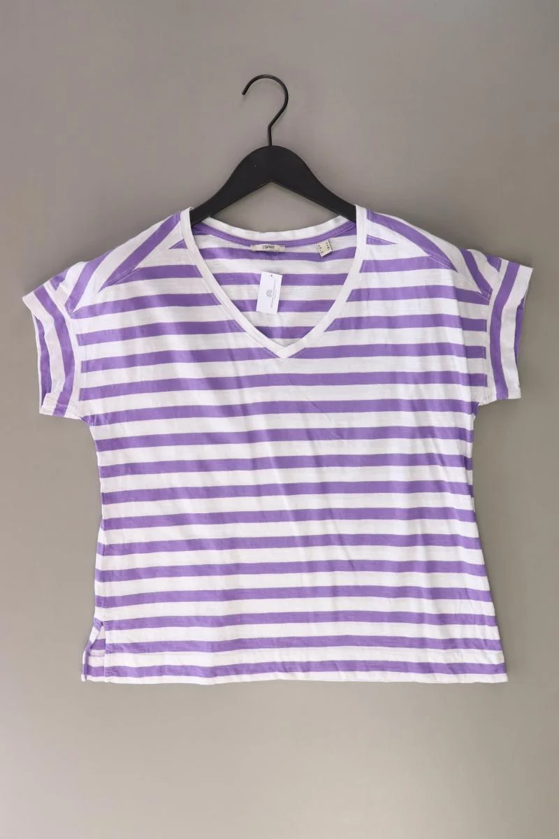 Esprit Ringelshirt Gr. S gestreift Kurzarm lila aus Baumwolle