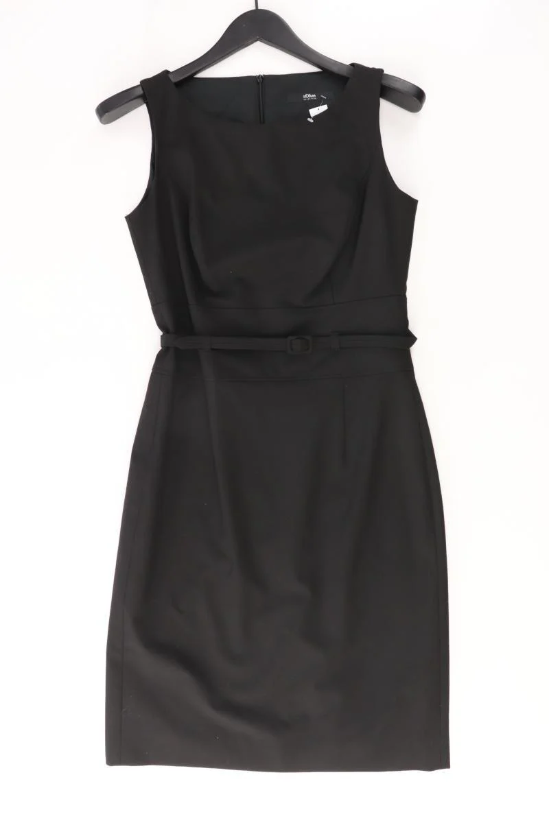 s.Oliver Bleistiftkleid Gr. 36 mit Gürtel Träger schwarz aus Polyester