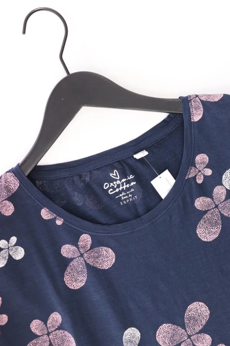 Esprit Printshirt Gr. XL mit Blumenmuster Kurzarm blau aus Baumwolle