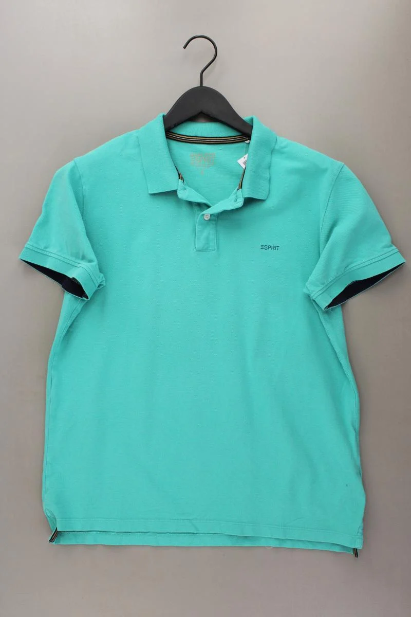 Esprit Poloshirt für Herren Gr. L Kurzarm türkis aus Baumwolle