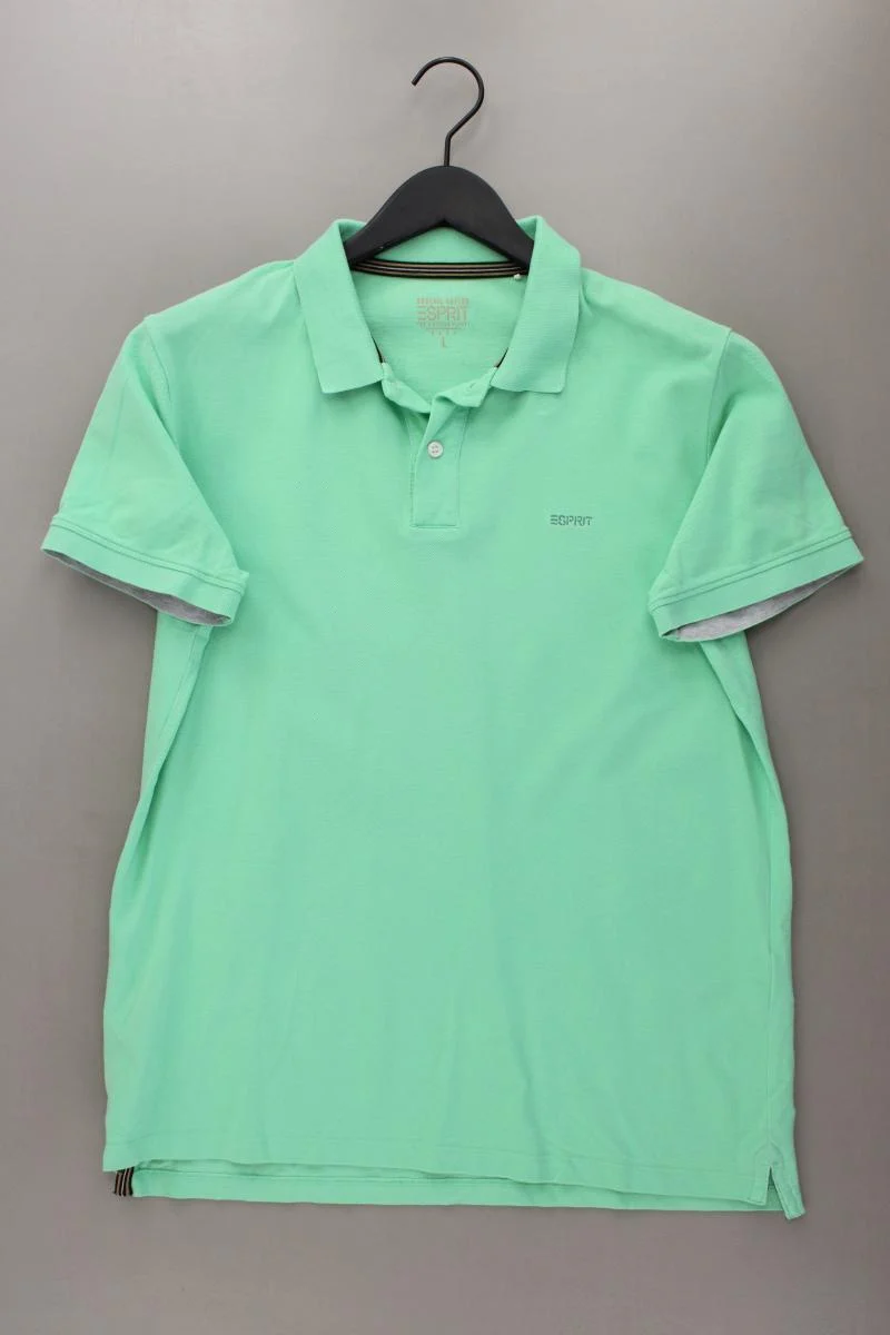 Esprit Poloshirt für Herren Gr. L Kurzarm grau aus Baumwolle